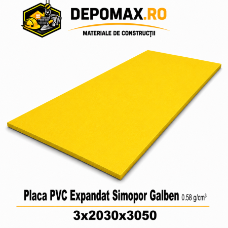 Placa rigida PVC Simopor Galben 0.58 g/cm3, 3x2030x3050 mm